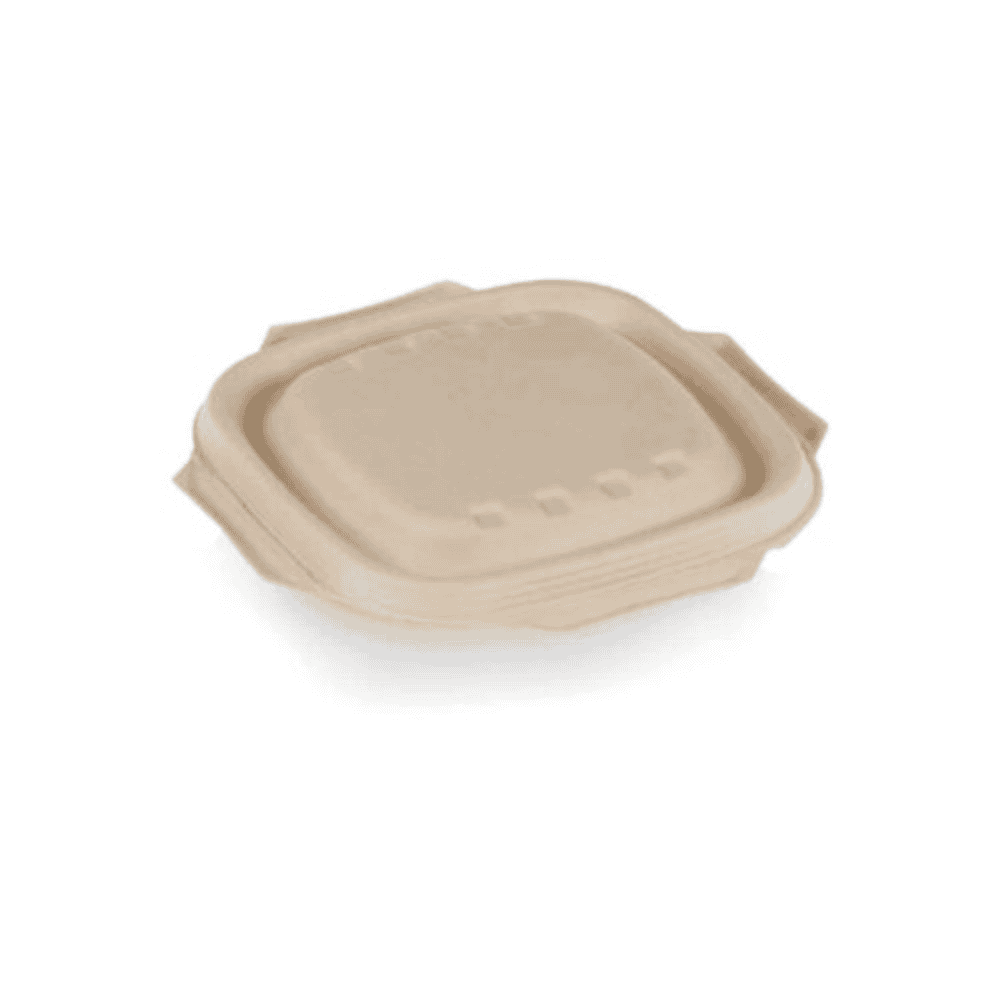 Couvercles carrés en pulpe de cellulose pour assiettes creuses 500 et 750 ml, lot de 125.