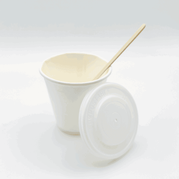 Lot de 100 couvercles compostables pour tasses à café 120 ml