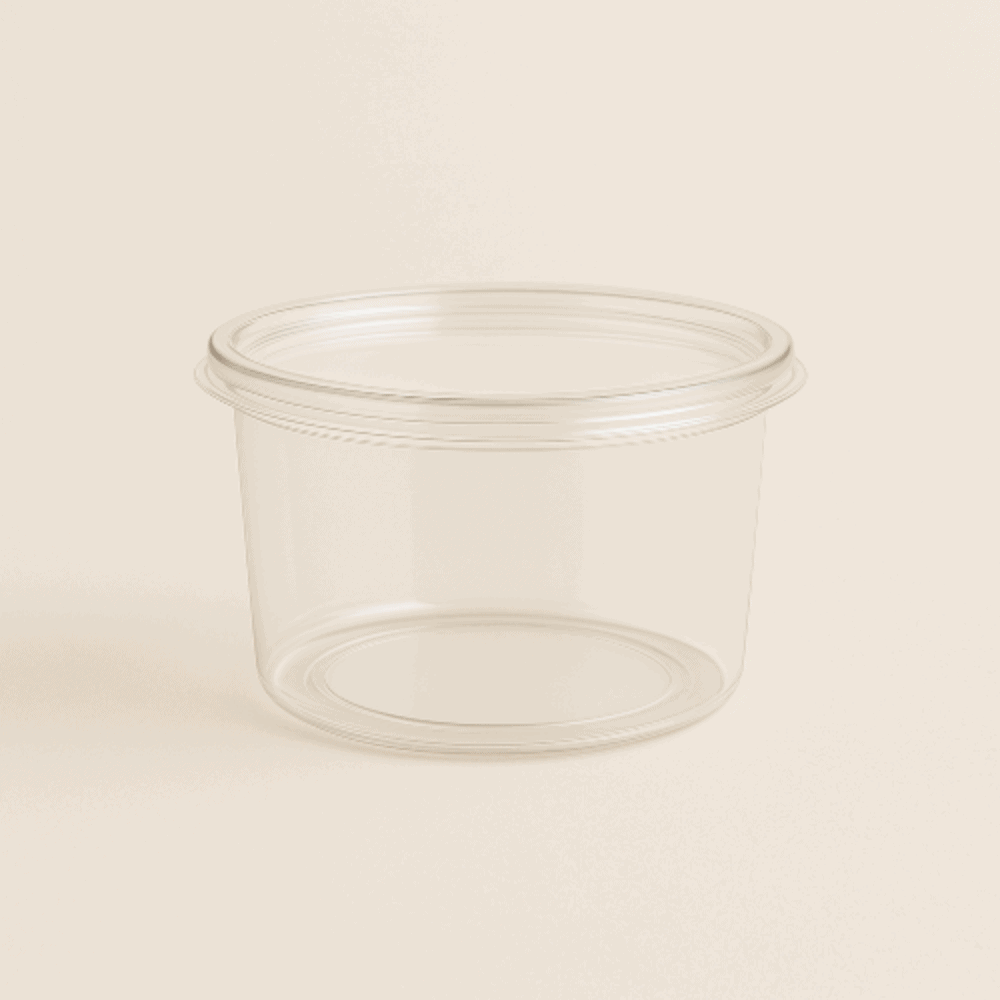 Emballage de couvercles pour récipients ronds en bioplastique de 250, 350 et 500 ml, 100 pcs, écologiques.