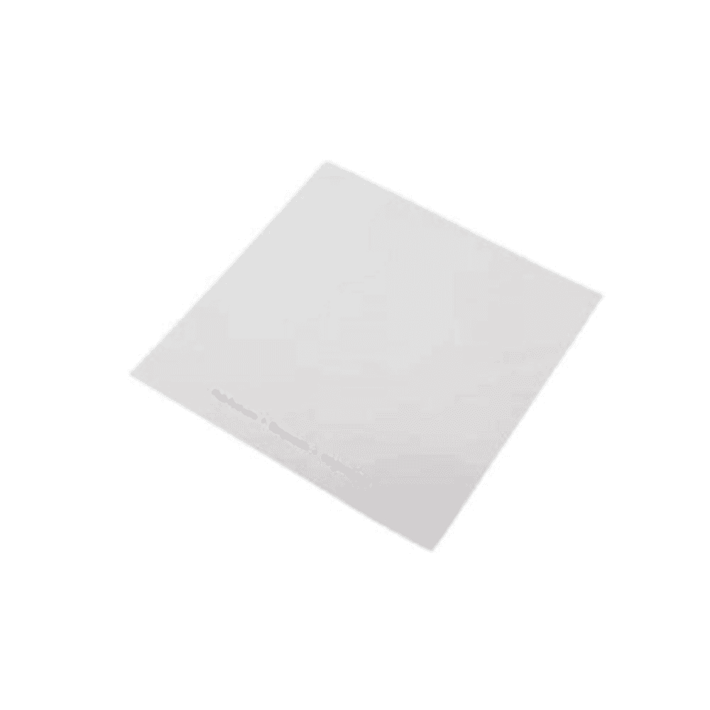 Enveloppes PLA carrées compostables 26 x 26 cm, certifiées sans plastique, idéales pour le contact alimentaire.