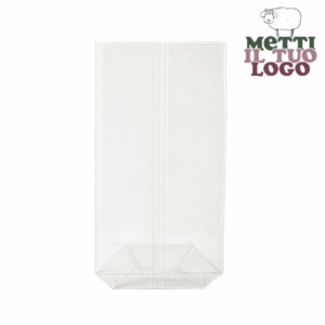 Enveloppes personnalisées transparentes à fond carré en Natureflex™ 12+7x35 cm, compostables et biodégradables.