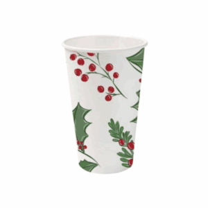 Gobelets de Noël en carton biodégradable 430 ml - Lot de 100, parfaits pour vos fêtes.