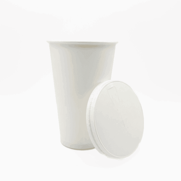 Lot de 100 gobelets biodégradables 500ml en papier blanc et PLA