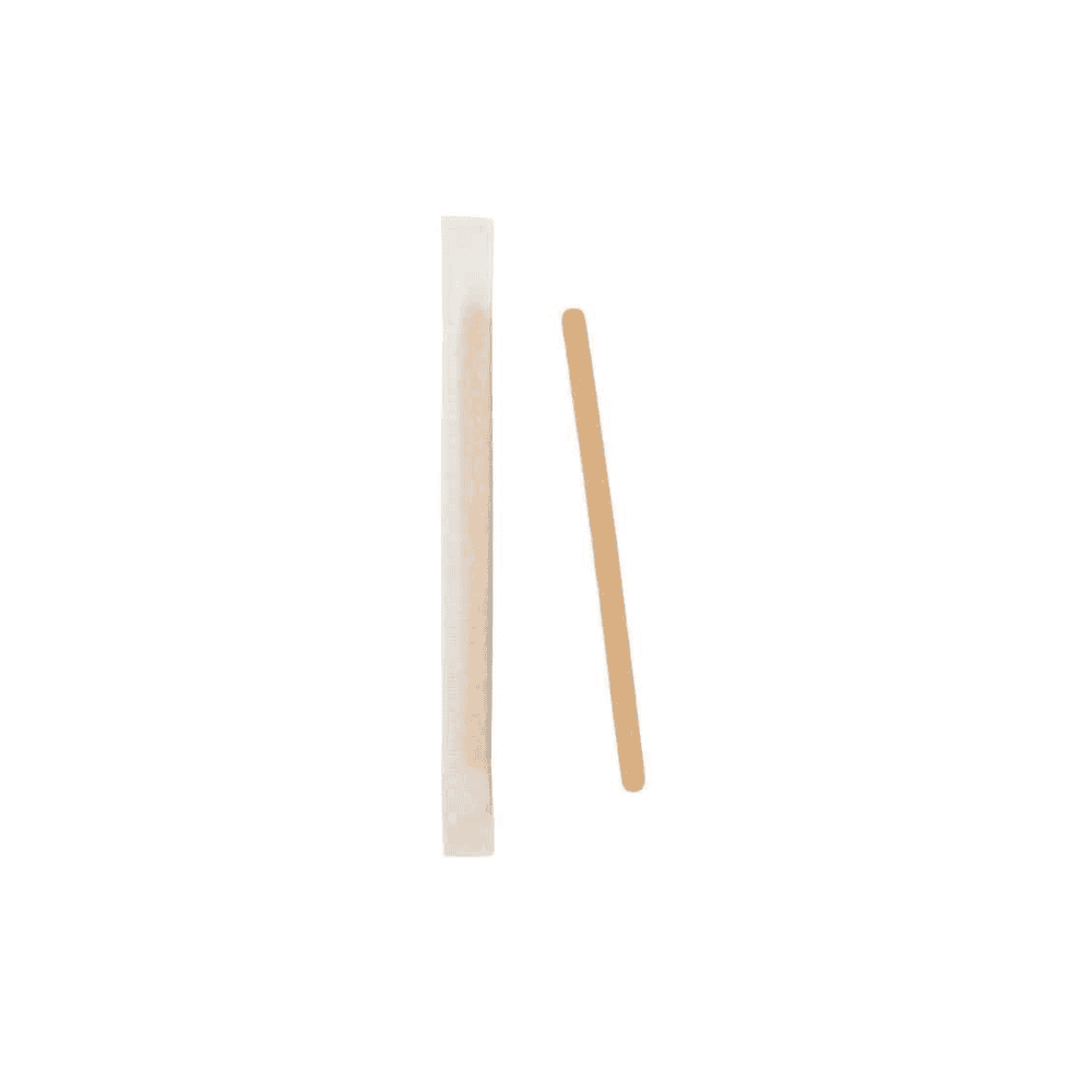 Agitateurs à café en bois 11 cm, emballés individuellement, lot de 1000, compostables.