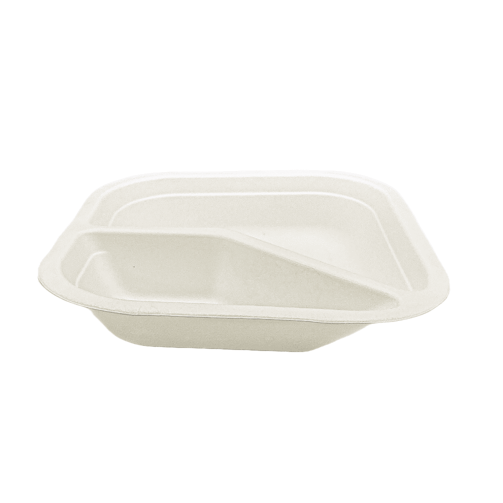 Plaques à deux compartiments thermoscellables, 17x17 cm, lot de 125, compostables.