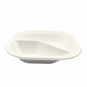 Plateau micro-ondes carré 18x18 cm compostable avec compartiment biscuits - Ekoe