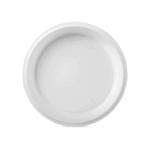 Plateau rond compostable 23cm en bagasse de canne à sucre - pack de 72 unités
