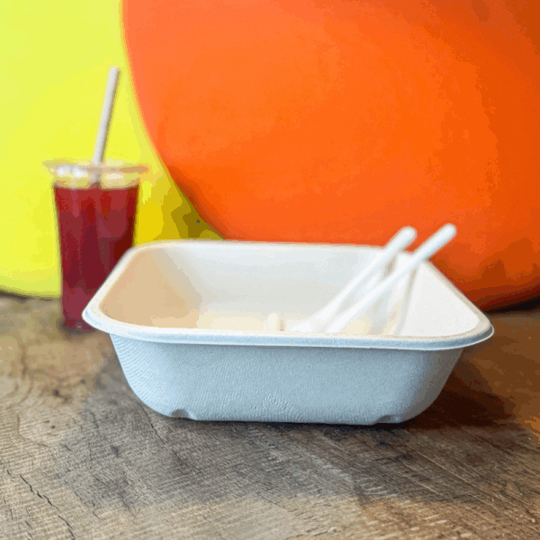 Grand plateau carré compostable 1900ml - Vendu par 100