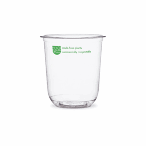 Récipient compostable transparent rond de 470 ml, 100 pcs, compostable et biodégradable.