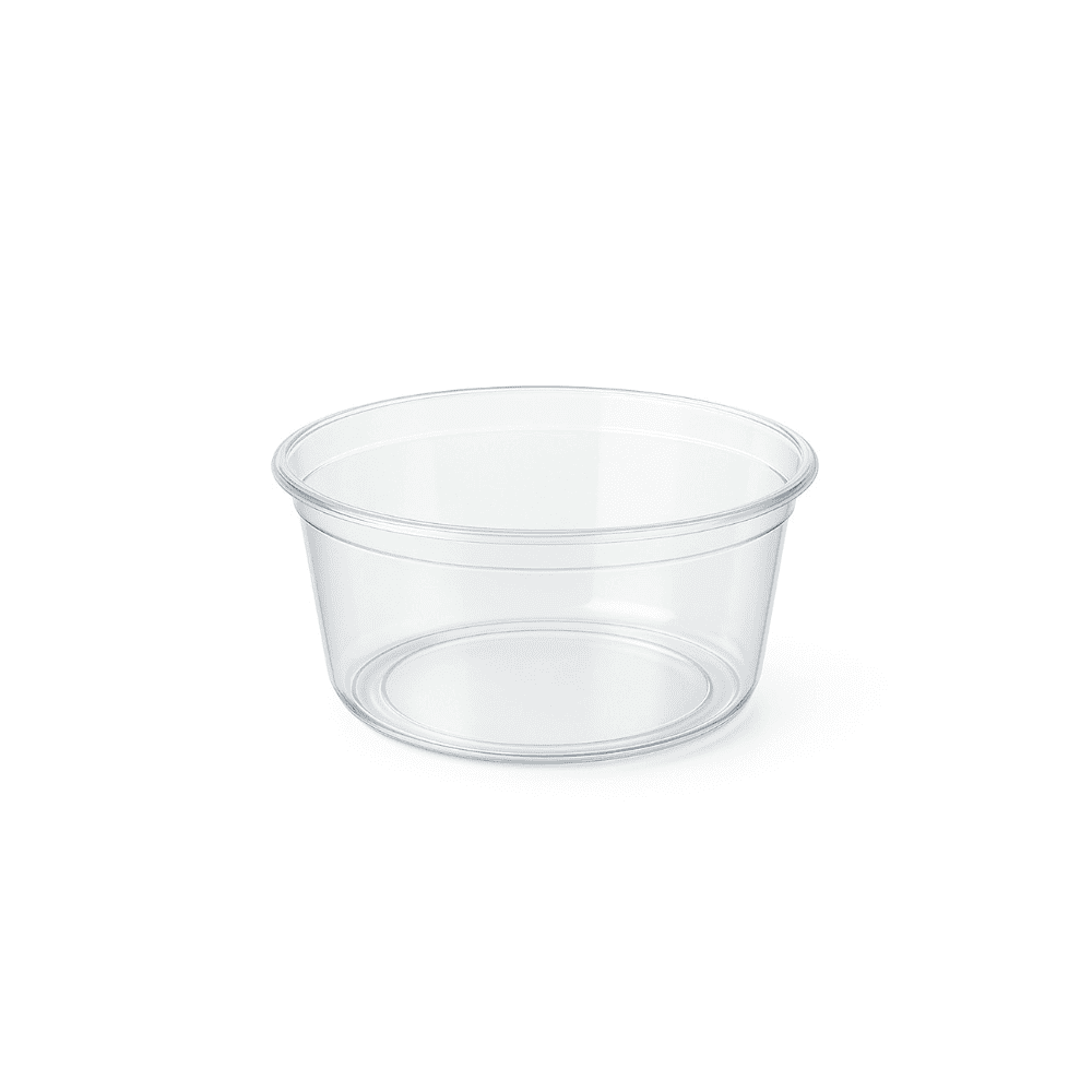 Récipients alimentaires ronds transparents 700 ml bioplastique, 100 pcs, compostables et biodégradables.