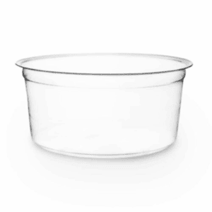 Récipients alimentaires ronds transparents 900 ml en bioplastique, 100 pcs, compostables et biodégradables.