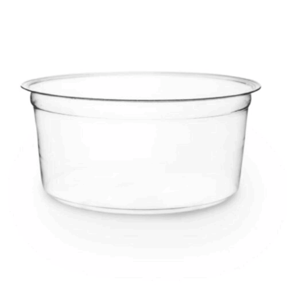 Récipients alimentaires ronds transparents 900 ml en bioplastique, 100 pcs, compostables et biodégradables.