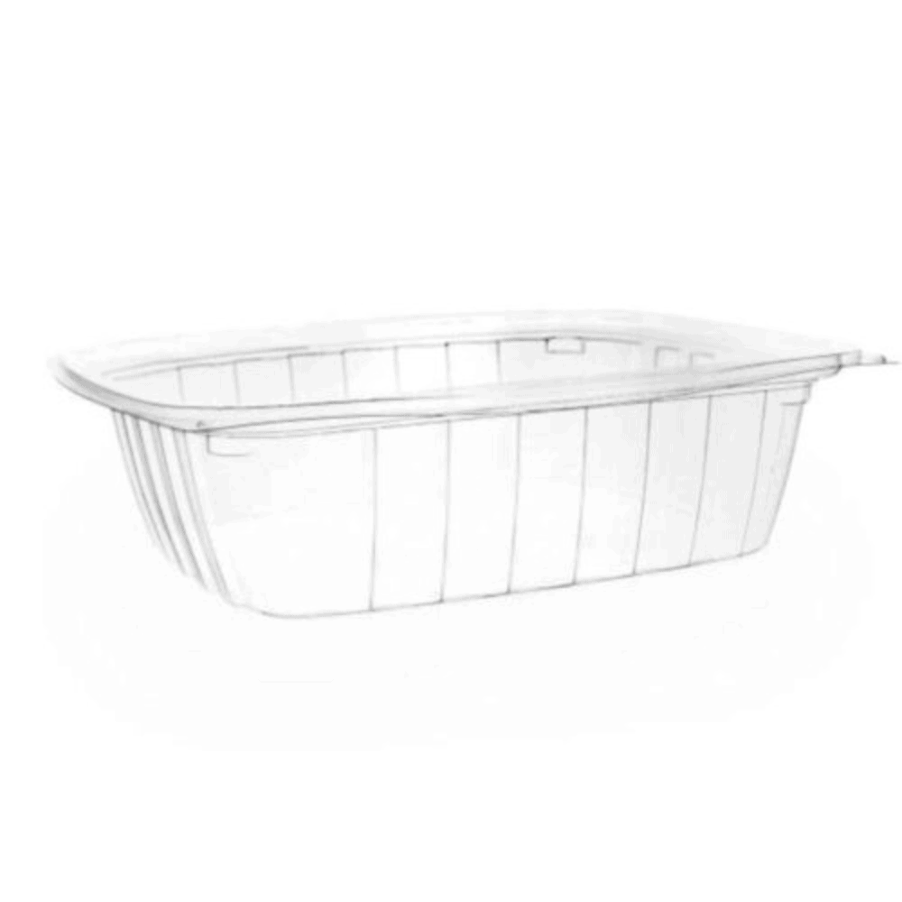 Contenant alimentaire transparent 700 ml en bioplastique PLA compostable.