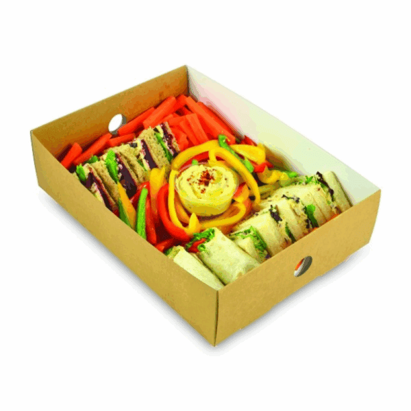 Récipient en carton recyclé pour produits biologiques, taille un demi, vue latérale