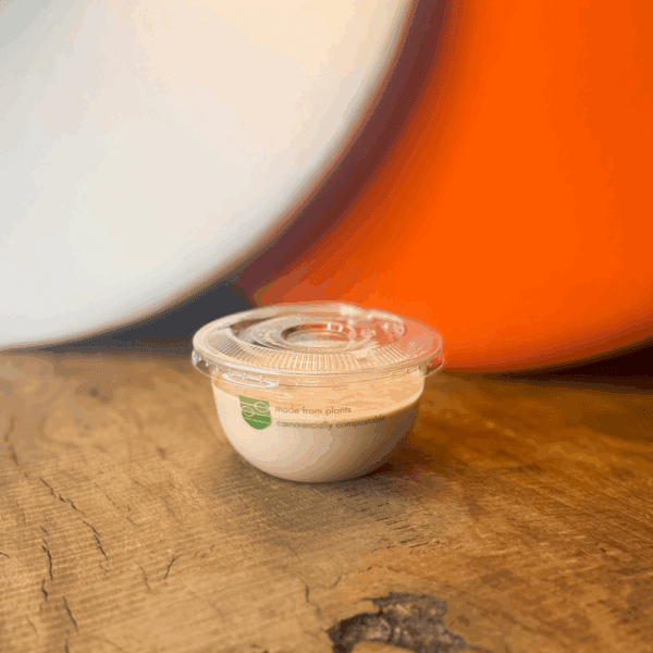 Récipients jetables 236 ml pour desserts et sauces, certifiés compostables, 100 pcs.