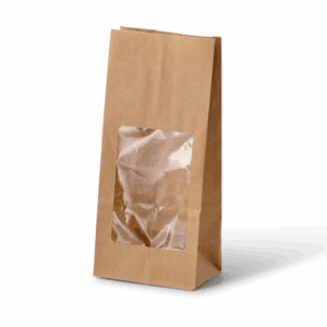 Sac à fenêtre en PLA 9,5 x 5,5 x 18 cm, compostable et biodégradable, certifié sans plastique.