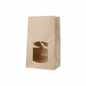 Sac en papier havane avec fenêtre en bioplastique 15+10x25 cm 500 pcs