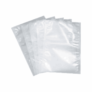Sac alimentaire sous vide compostable 30x40 cm, certifié Uni EN 13432, sans plastique, adapté au contact alimentaire.