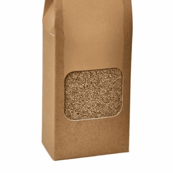 Sac en papier kraft avec fenêtre 11,5x7x24,6 cm, non toxique, sans migration d'odeurs ni de saveurs, fermeture en étain, polyvalent.