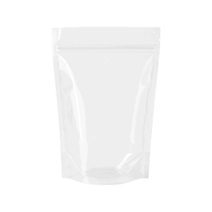 Sachets Standup compostables 13×6×20 cm, transparents, biodégradables et adaptés au contact alimentaire.