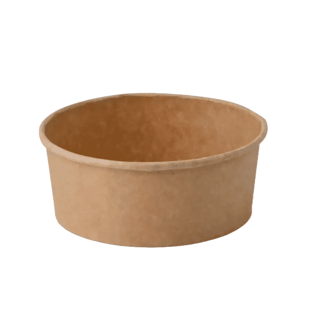 Saladier compostable Havane 750 ml en carton et PLA, lot de 150.
