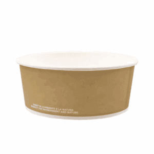 Saladier compostable Havane 390 ml en carton et PLA, lot de 120.