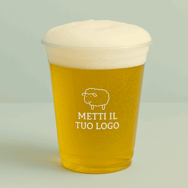 Gobelets à bière réutilisables PLA, impression personnalisée, formats 500ml et 400ml avec design encoche.