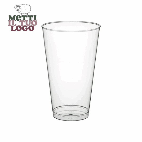 Verre à bière personnalisé 400 ml en plastique dur, idéal pour événements.
