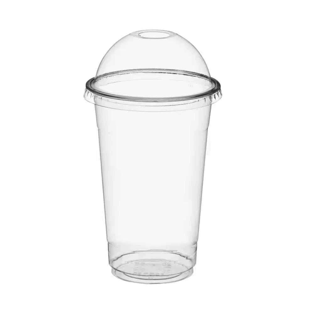 Verres à emporter 415 ml avec couvercle bombé et trou - Pack de 100