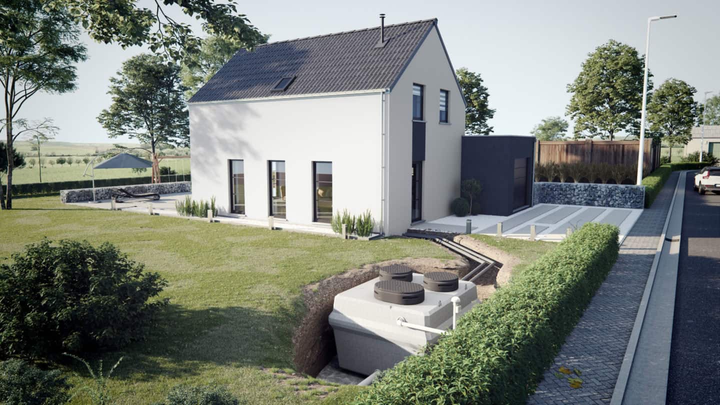 filtre compact x-perco® dans le jardin d'une habitation