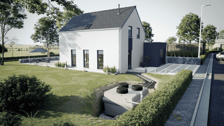 filtre compact x-perco placé dans un jardin