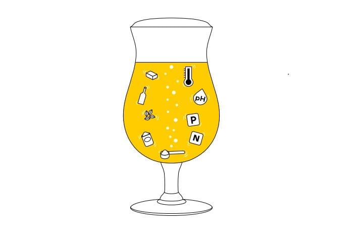 bière dessinée et contenant les traitements des eaux usées