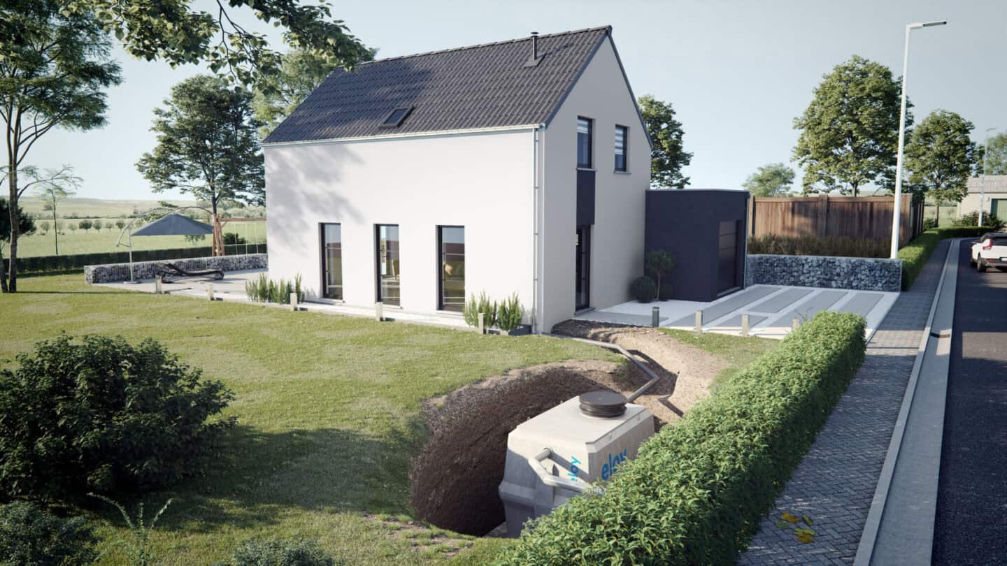 récupérateur d'eau de pluie dans un jardin d'une habitation