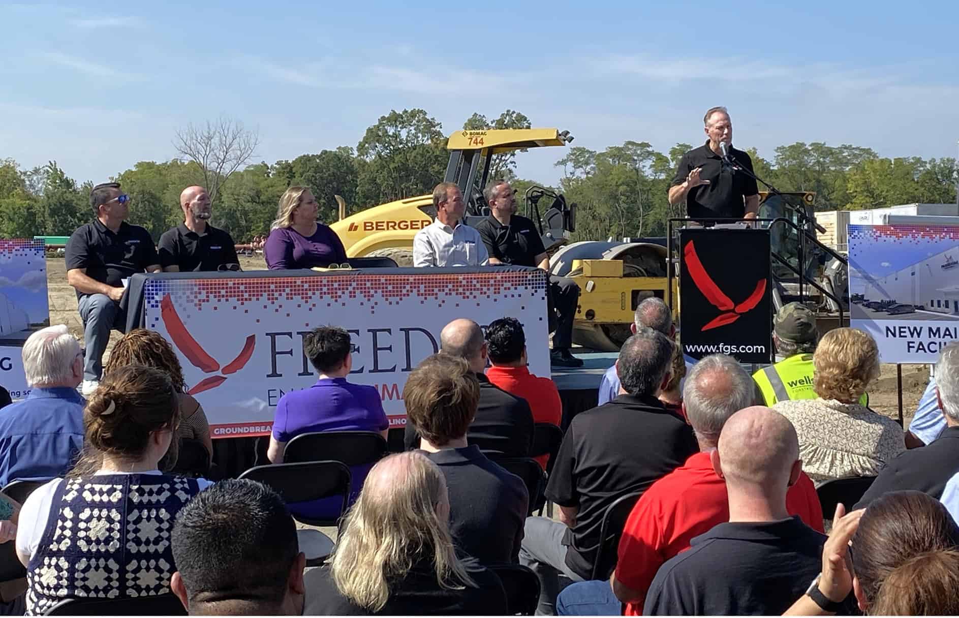 President and COO Eric Blohm speaking at the groundbreaking of Freedom's new mailing facility