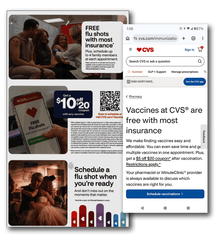 CVS QR Code direct mail and destination page