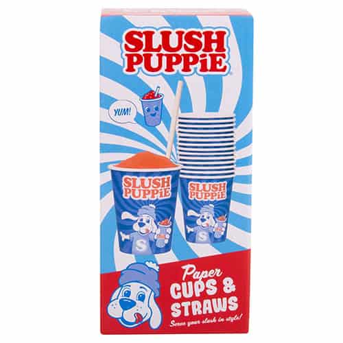 1528 Slush Puppie Paper Cups & Straws Front Isolated Fizz Creations SLUSH PUPPiE Paper Cups & Straws iso front