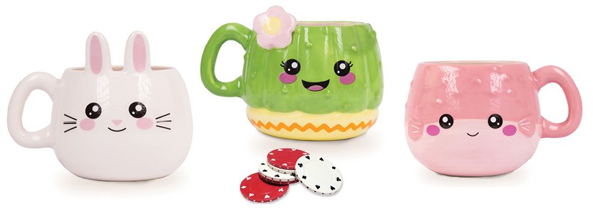 Mugs_Tokens Fizz Creations Kawaii Pufferfish Cactus Bunny Mugs Tokens
