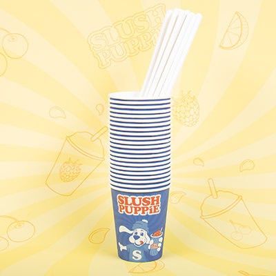 Fizz Creations SLUSH PUPPiE Stacked Paper Cups & Straws
