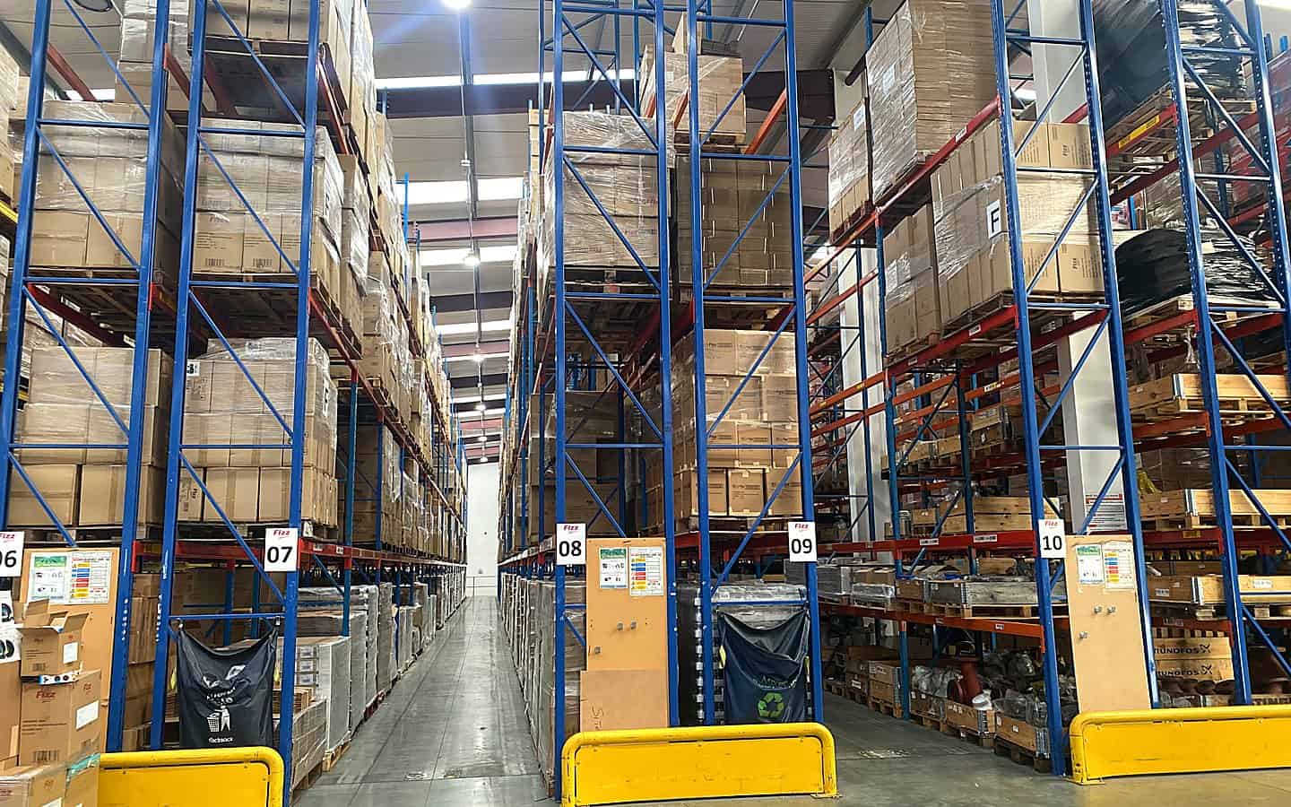 Pallet storage at Fizz warehouse