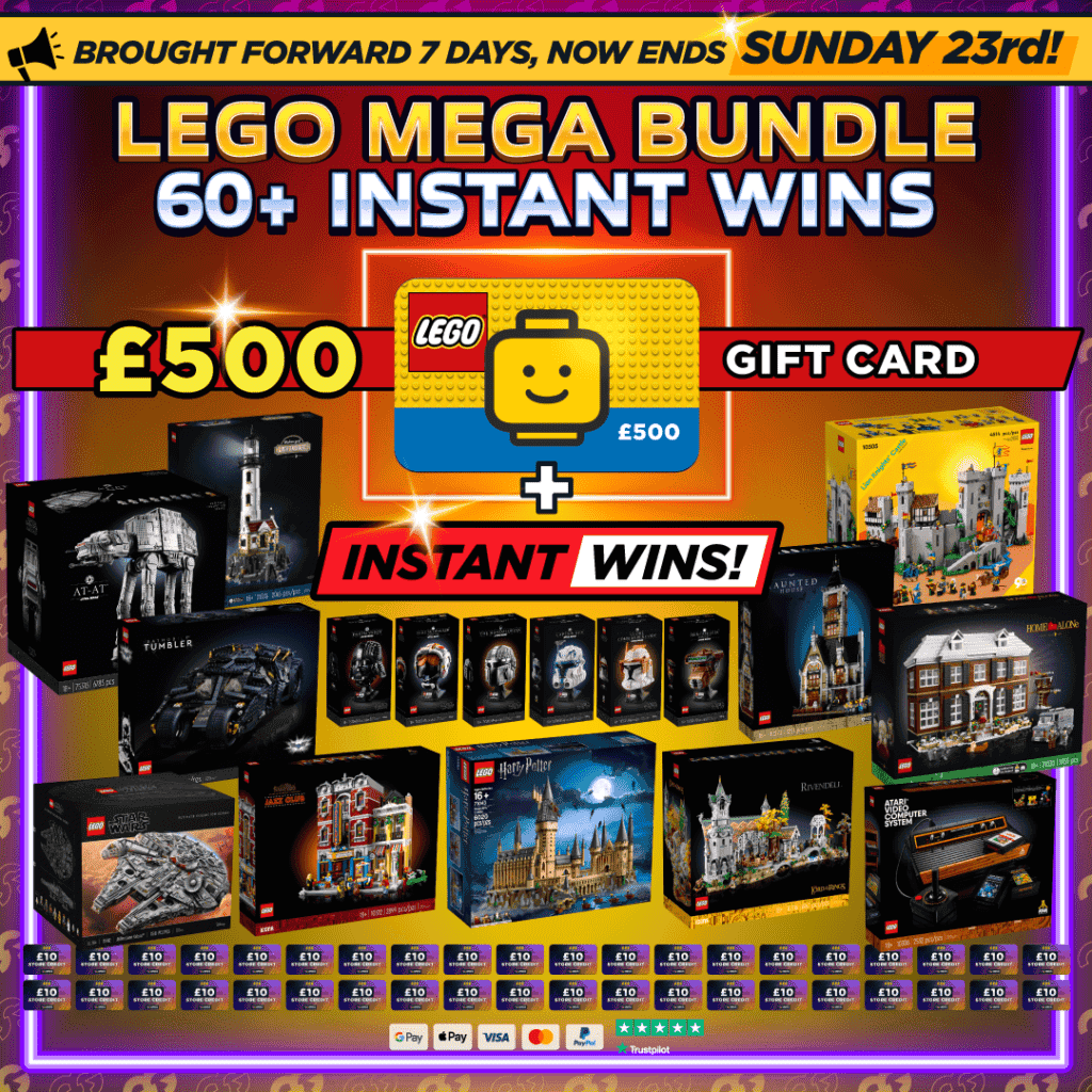 MEGA LEGO Comp + 60 instant wins (cash alts on every prize)