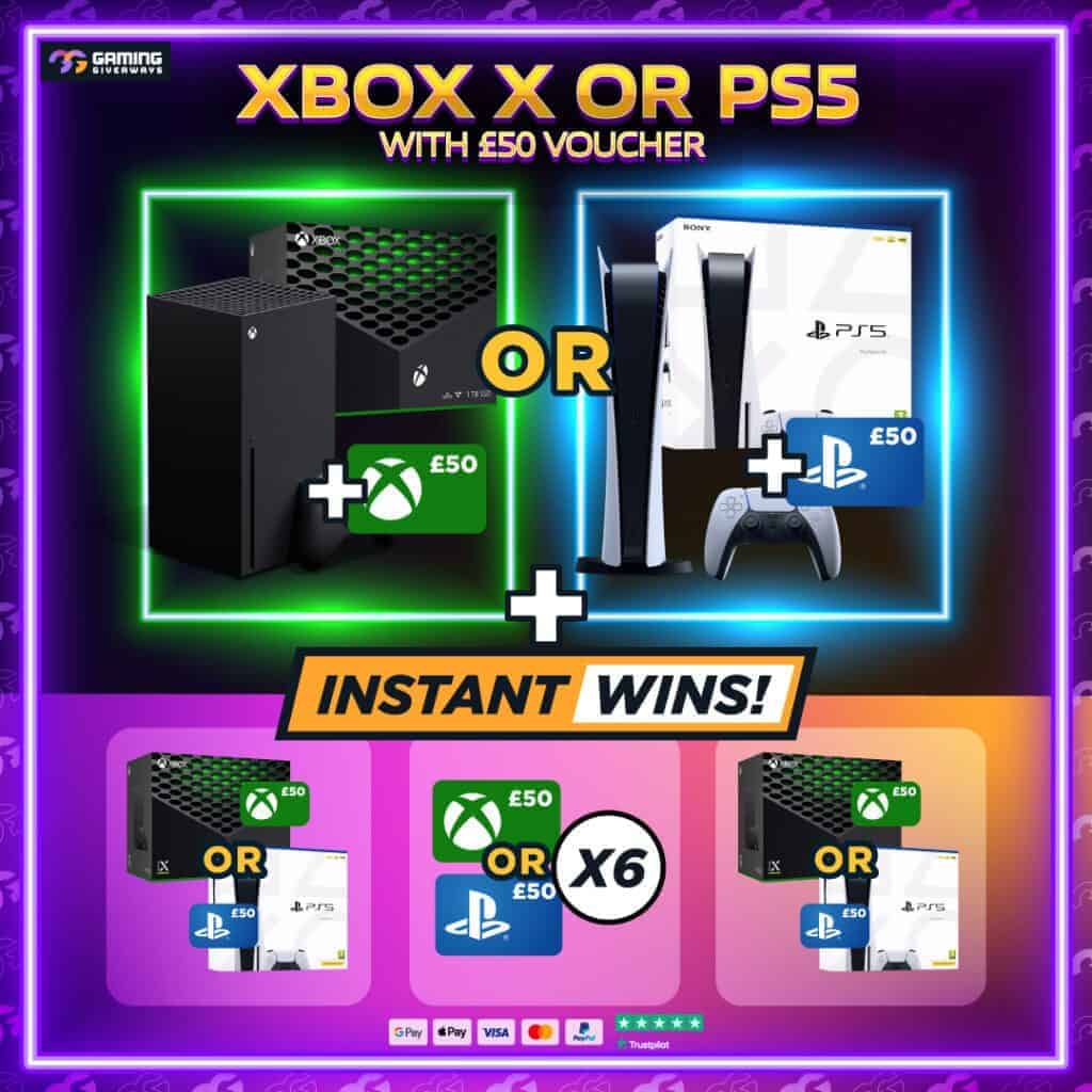 Xbox X Or PS5 + £50 Voucher + 8 instant wins #1