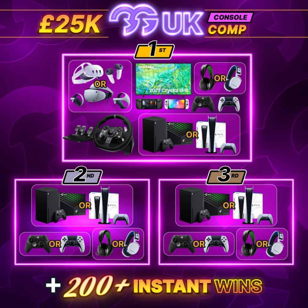 £25K MEGA Console Comp + 200 Instant Wins