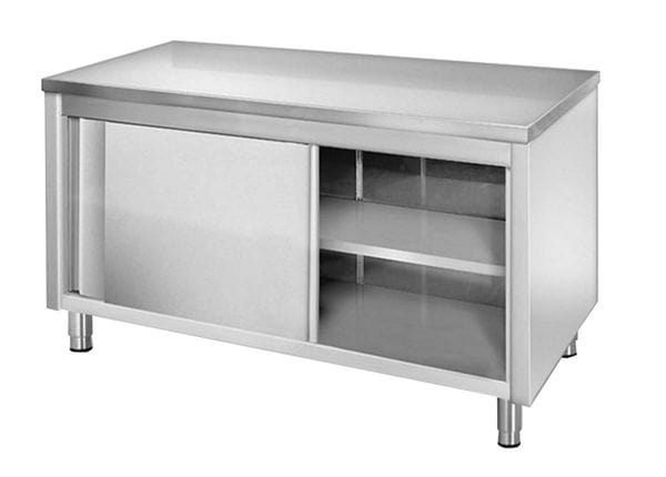 Pracovný nerezový stôl so skriňou 1,8 x0,6m – posuvné dvere - Image 4