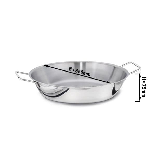 Paella panvica z nehrdzavejúcej ocele - Ø 360 mm - výška: 75 mm