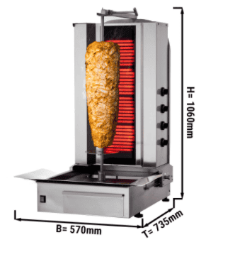 Elektrický gril na kebab / gyros s motorom dole - 4 horáky - max. 60 kg - Image 3