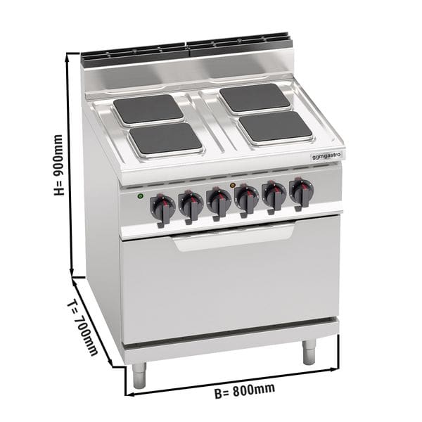 Elektrický sporák (štvorcové platne) 4x10,4kW (elektrická rúra 7,5kW) - Image 2