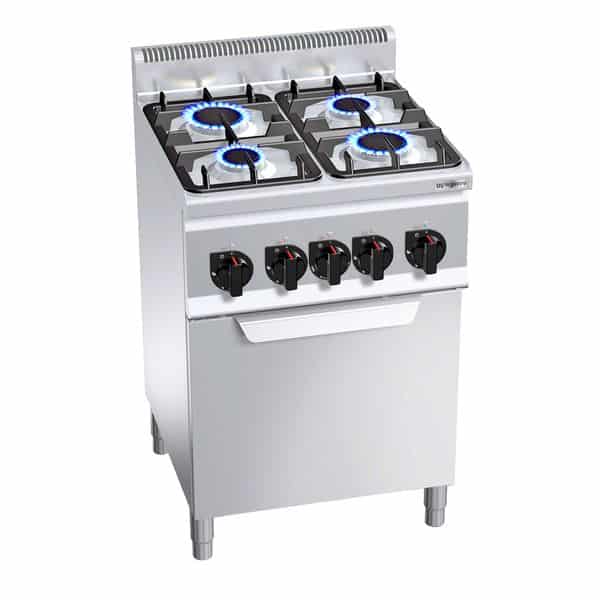 Plynový sporák 4 horáky (12,4kW) + elektrická rúra (3,5kW)