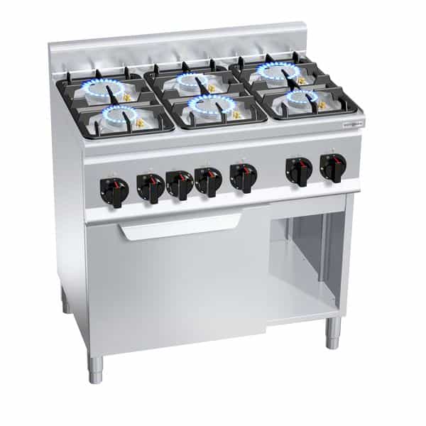 Plynový sporák 6 horákov (28,5kW) + elektrická rúra (3kW)
