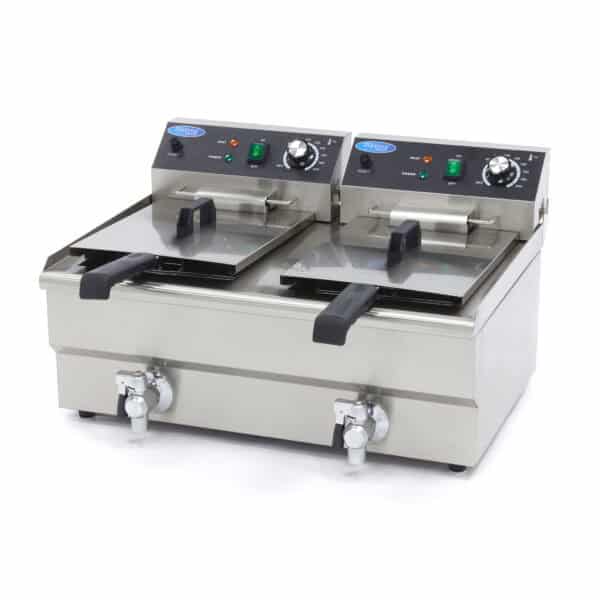 Elektrická fritéza s kohútikom – 2×13 l | Maxima 09365231