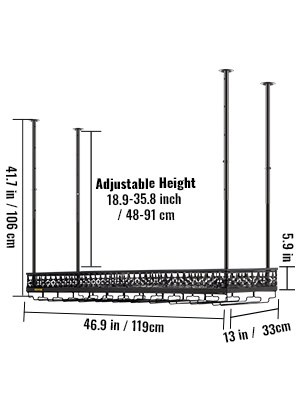 Nastaviteľný stropný stojan na poháre  119 x 33 x 15 cm - Image 2